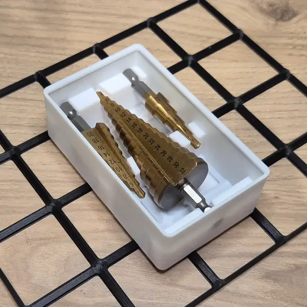 Step Drill Bit Gridfinity Holder (half pitch, stackable)