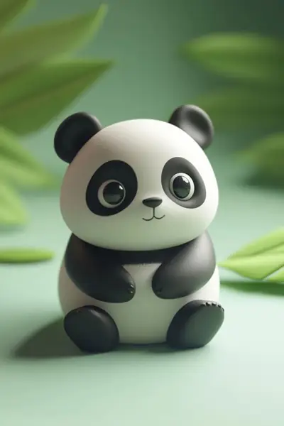 Baby Panda Clay character kawaii 3D Model