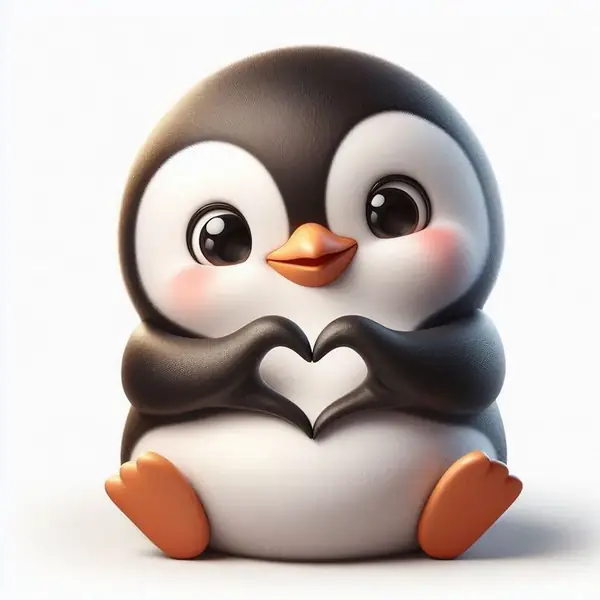 Baby Penguin Love Sant Valentine Clay character kawaii 3D Model
