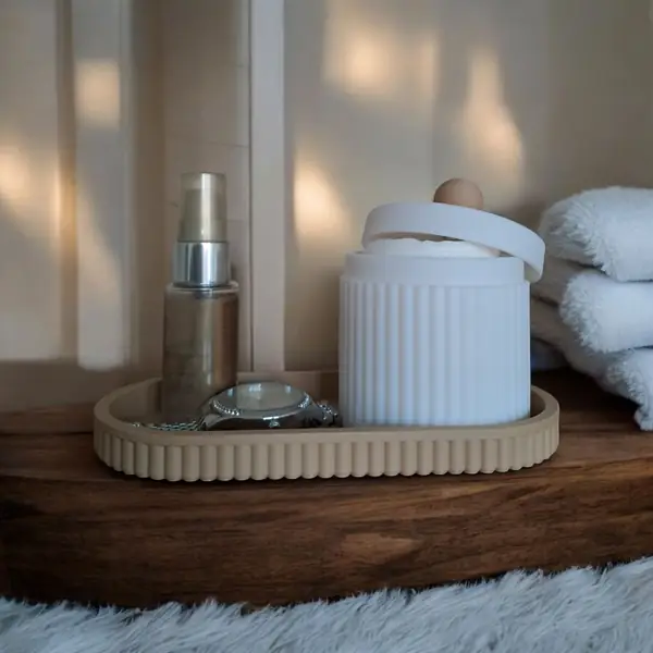 Ribbed Jewelry and Bathroom Organizer Set