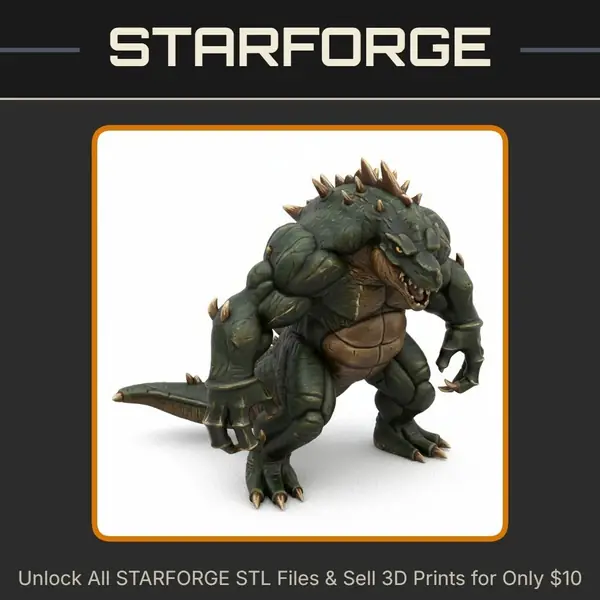 28mm Powerful Dinosaur Monster Spiked Beast Fantasy Creature StarForge Kits 3D Print STL File