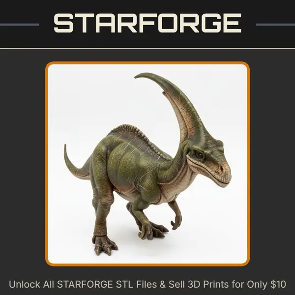 28mm Parasaurolophus Dinosaur Realistic Ancient Creature Model StarForge Kits 3D Print STL File