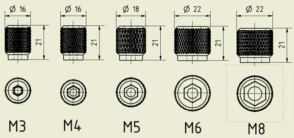 Knurled Screw /Knob/ Nut M3, M4, M5, M6, M8