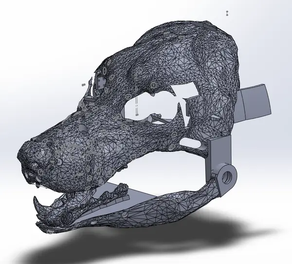 3d printed realistic wolf fursuit head base