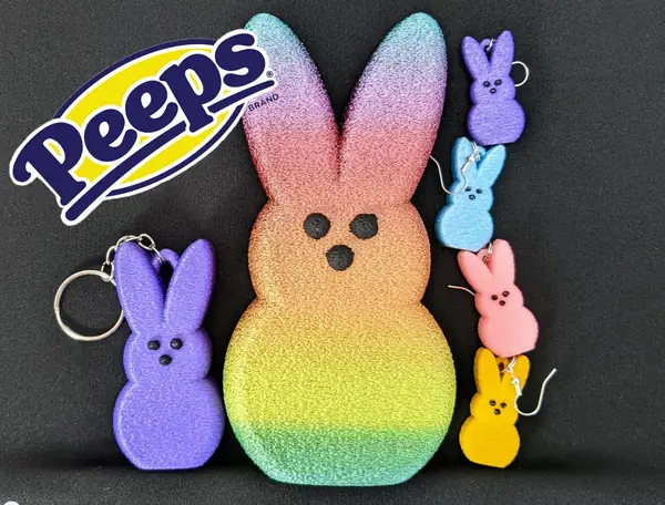 Easter Marshmallow Peeps Bunny Earrings, Keychain, & GIANT BUNNIES