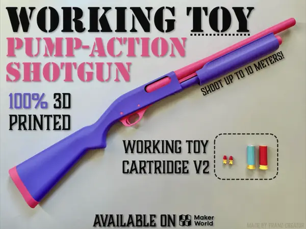 Working TOY Pump-action Shotgun • 100% 3D Printed