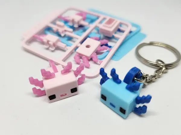 Minecraft-inspired Axolotl Mini Figure Kit Card/ Keychain