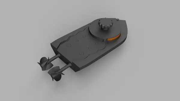 mini Wind-Up Boat Dual Drive - screwless - full 3d printed