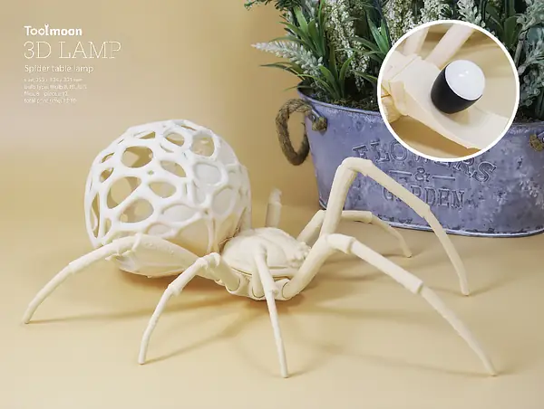 Spider Table Lamp – 3D Printed Bionic Wall & Desk Night Light