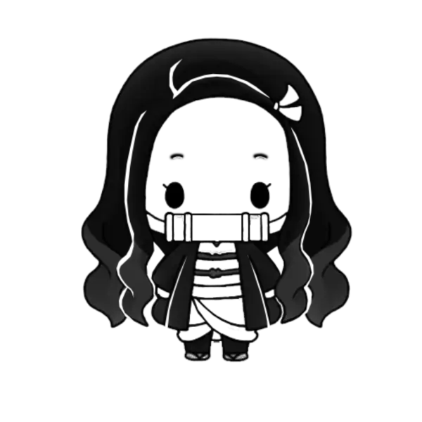 Demon Slayer Nezuko Chibi wall art two colors