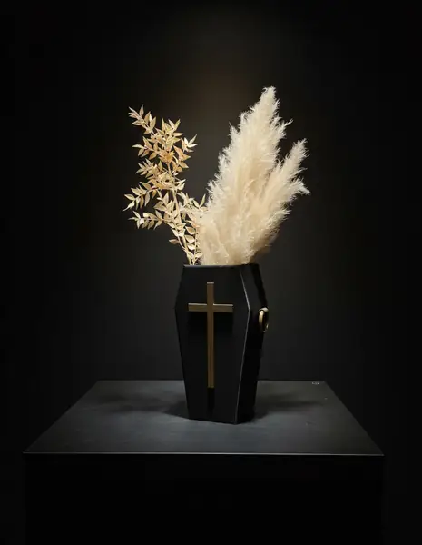 Coffin Vase with Decorative Cross