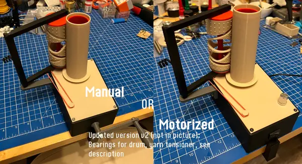 Yarn cone winder v2 - manual or motorized