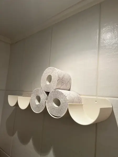 Toilet paper shelf (modular, 3 or 5 rolls in a row)