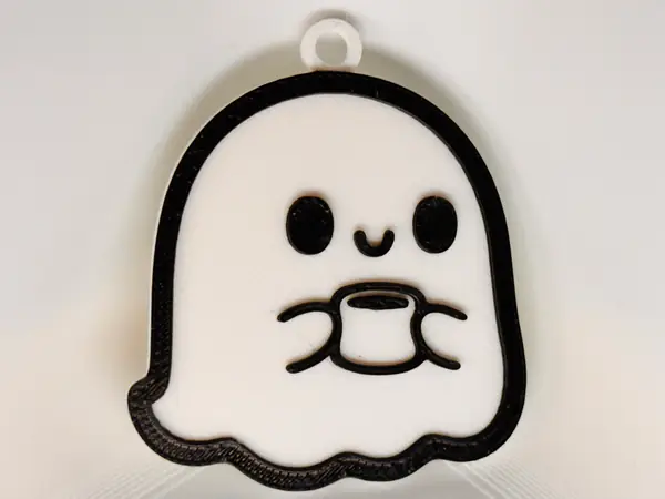 Ghost Drinking Coffee Keychain