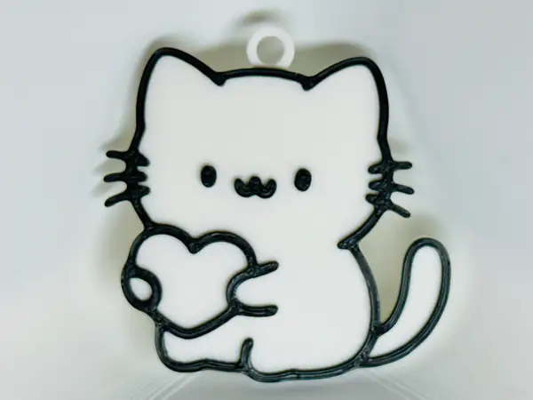 Cat Holding a Heart Keychain