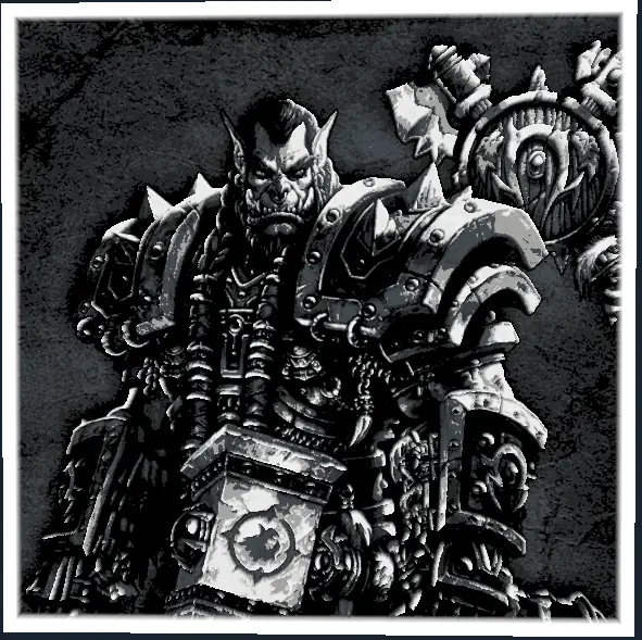 WoW Thrall 200x200mm HueForge - with and without border - World of Warcraft