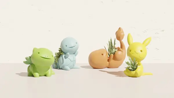 Cute Pokemon Pot Plants - Pikachu, Bulbasaur, Charmander, Squirtle