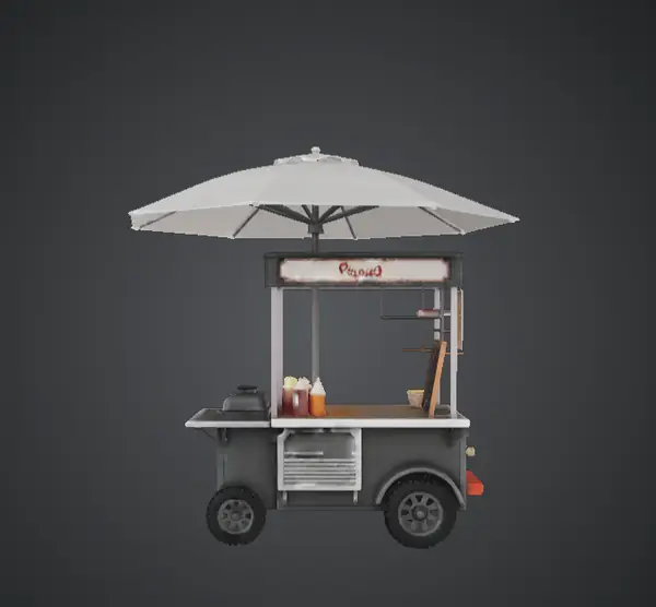 Street Food Cart with Umbrella – Mobile Vendor Stall