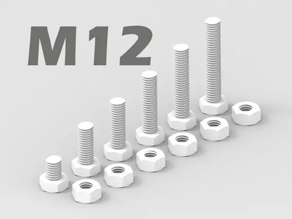 M12 Bolt and Nut - 6 variations