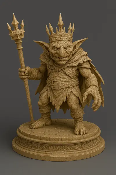 Goblin King Ascendant | 32mm & 75mm Fantasy Miniature | FDM & Resin