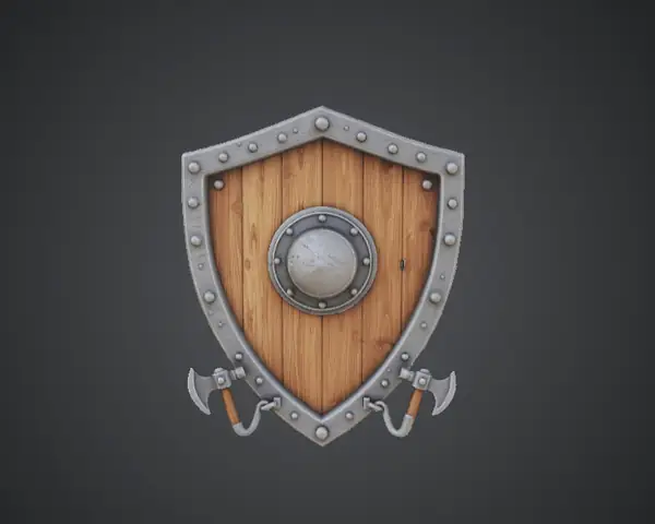 Medieval Knight Shield Wall Decor – Wooden Shield with Battle Axes