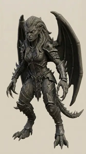 Female Warrior Gargoyle Miniature DnD
